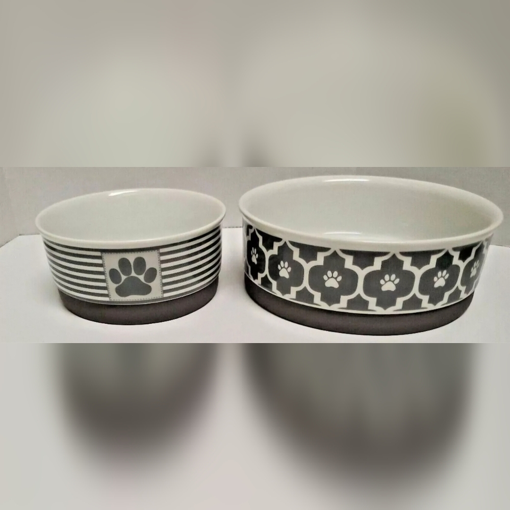 Bone Dry Adora Lattice Set of Ceramic Pet Bowls for Food or Water Non-Skid Base